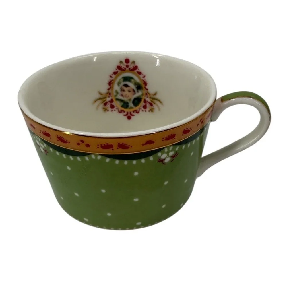 Avon Honor Society 2003 Green Portrait Teacup Saucer Set Gold Trim Collector Cup